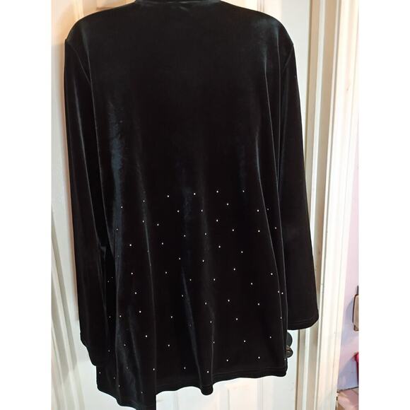Travelers By Chicos Black Velvet Open Cardigan Silver Studs Sz3 XL Holiday... - Picture 4 of 9